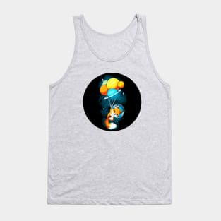 Cute Cool Funny Fox with Balloons in Space animal lover quote artwork Tank Top